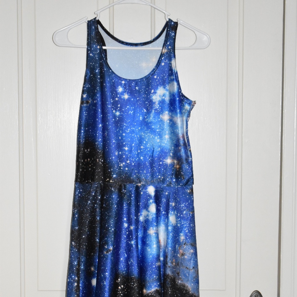 Galaxy Print Fit & Flare Dress